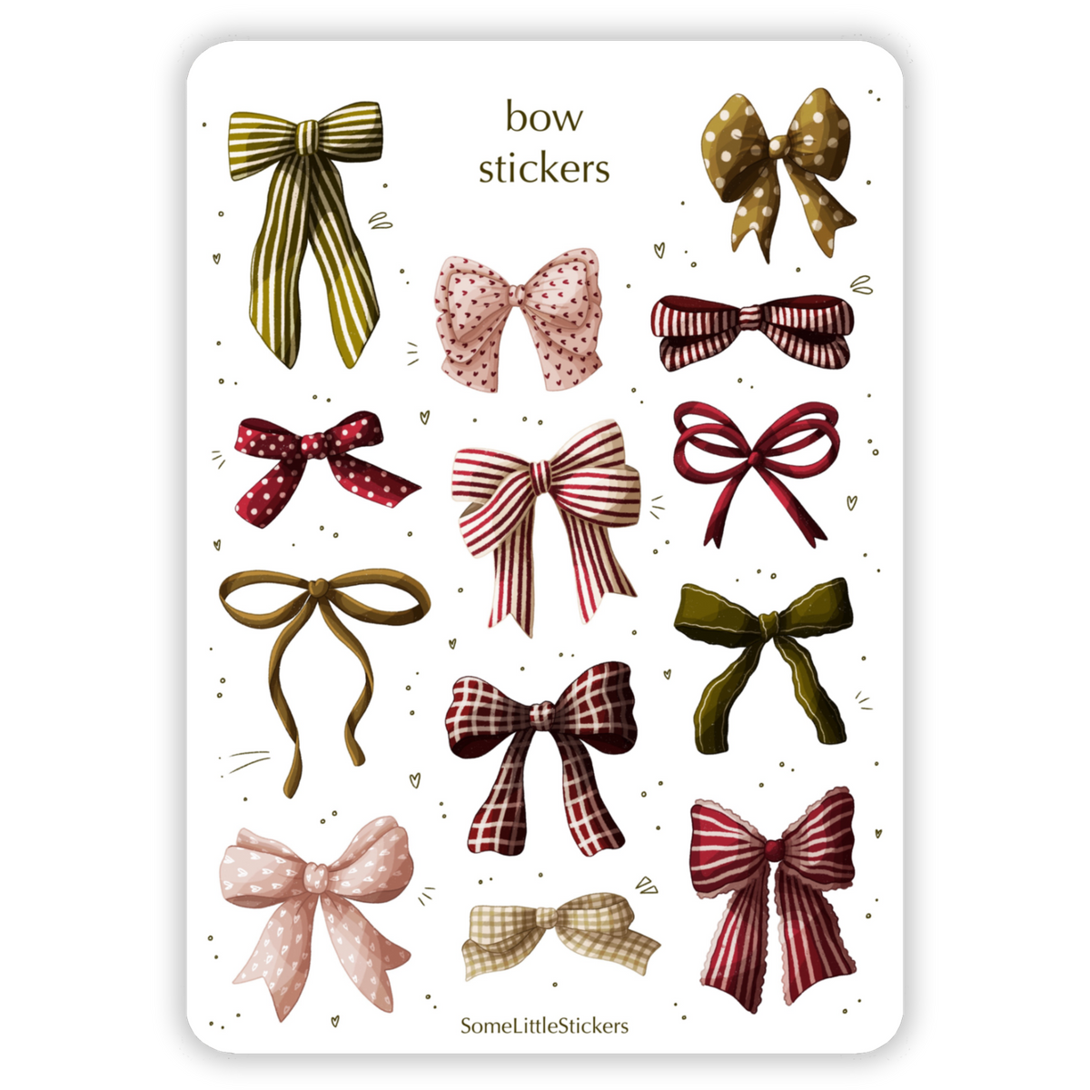 bow stickers - pink