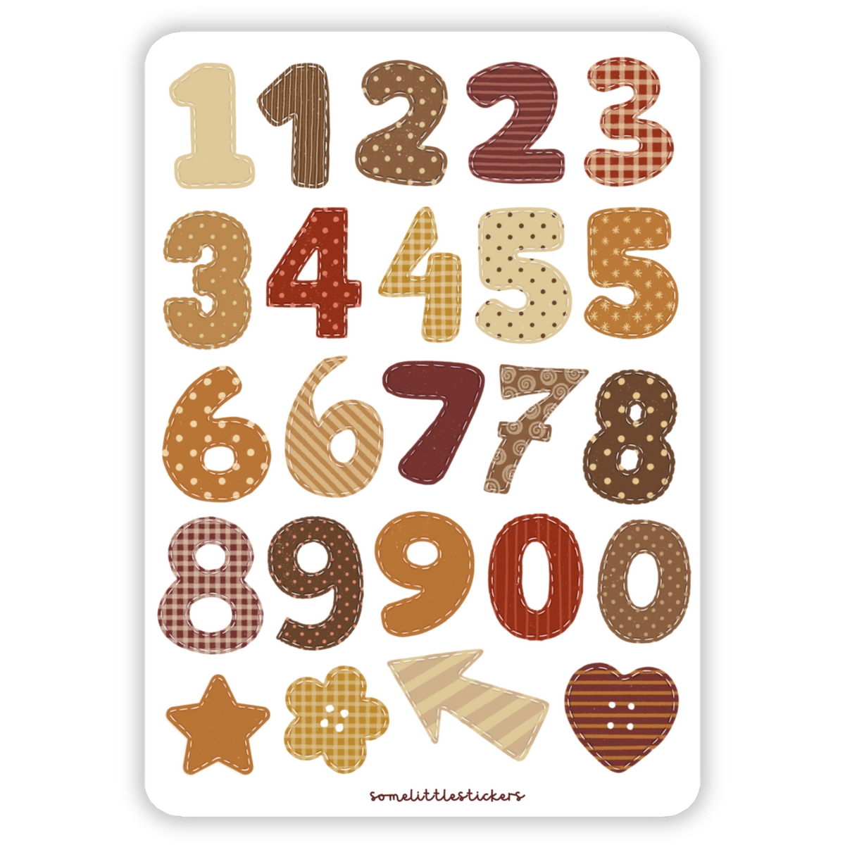 warm felt numbers stickers