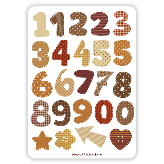 warm felt numbers stickers