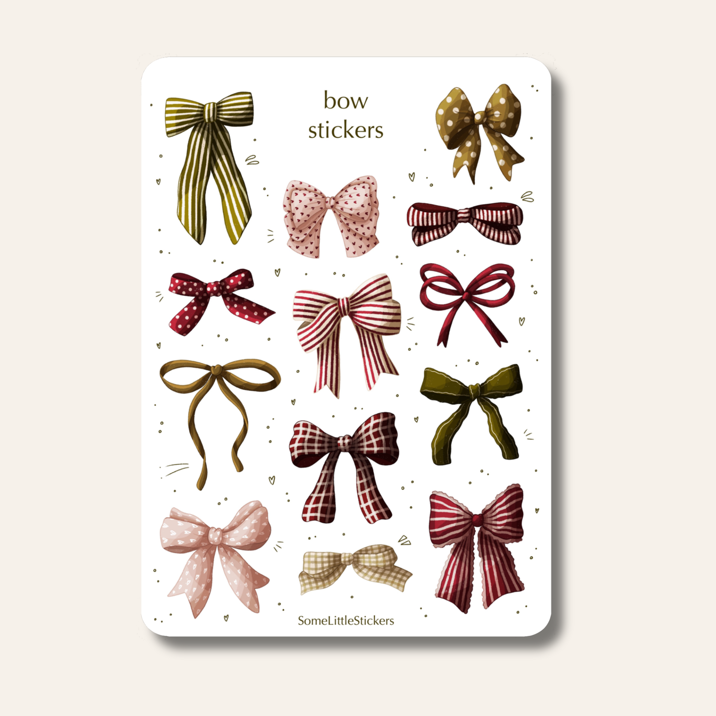 bow stickers - pink
