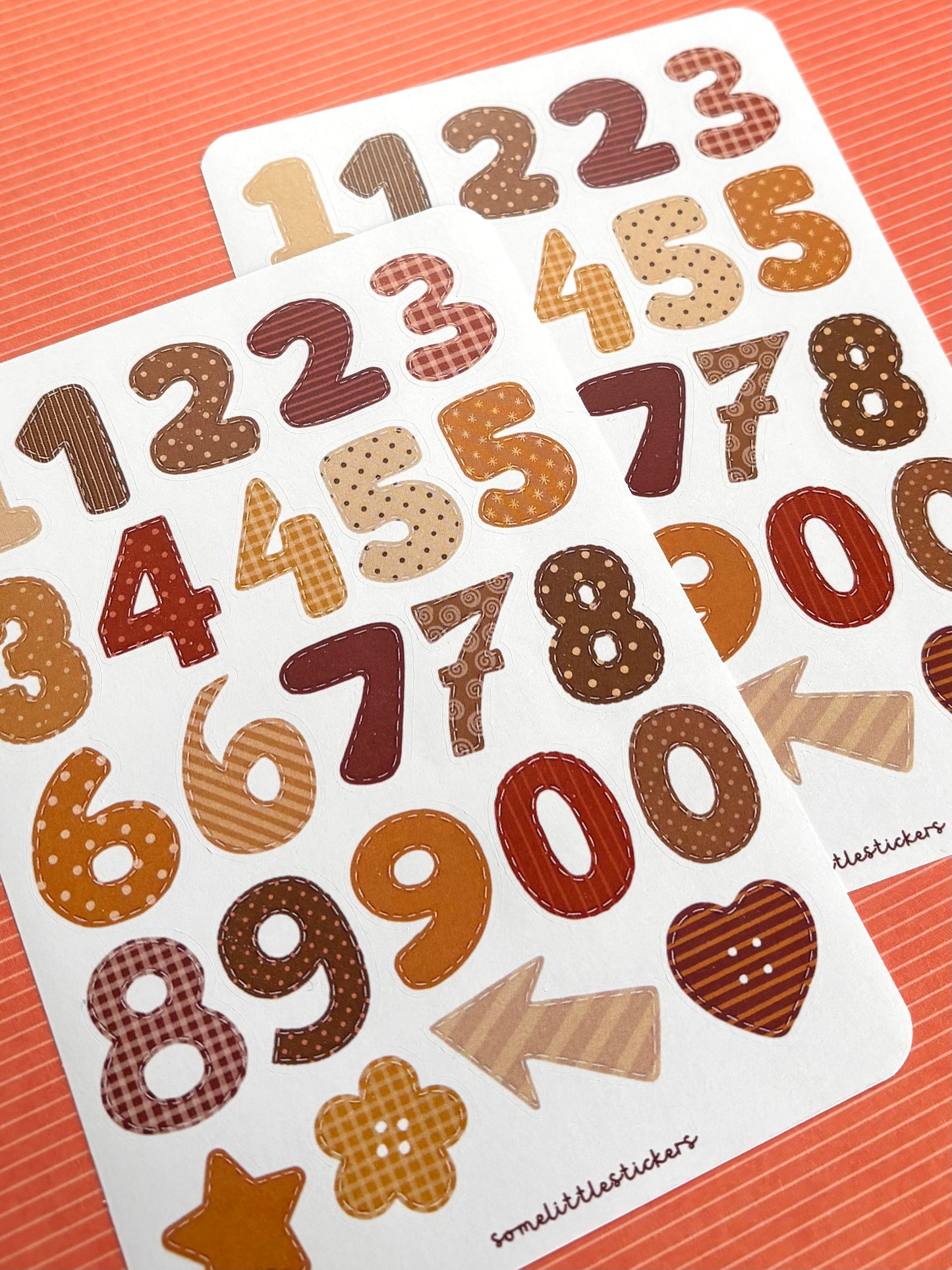 warm felt numbers stickers
