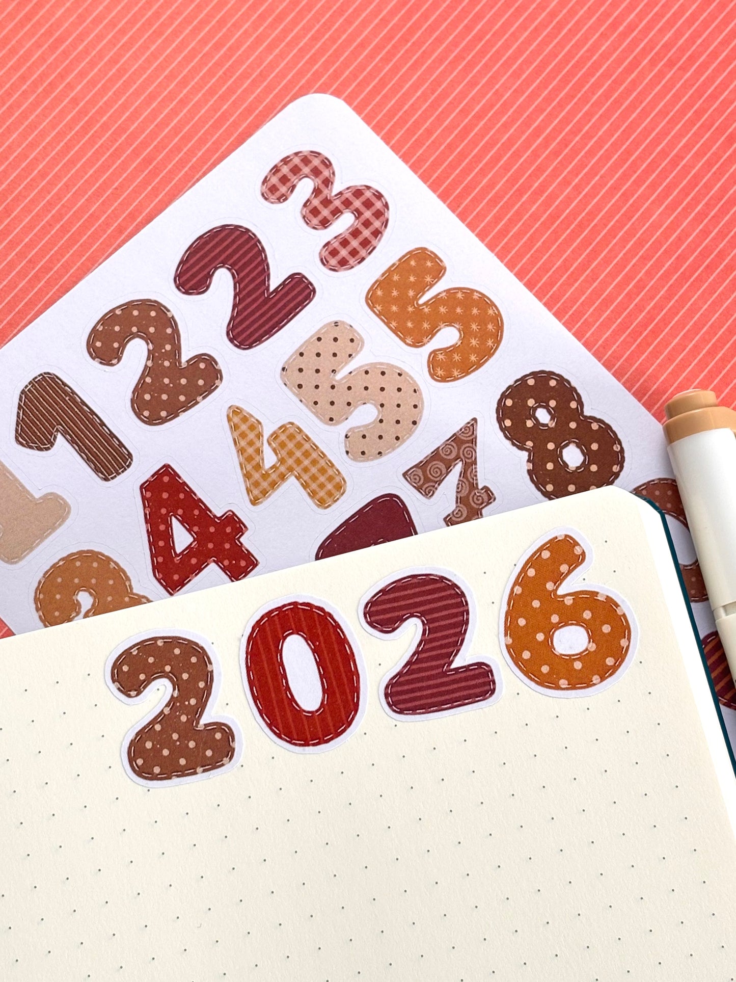 warm felt numbers stickers