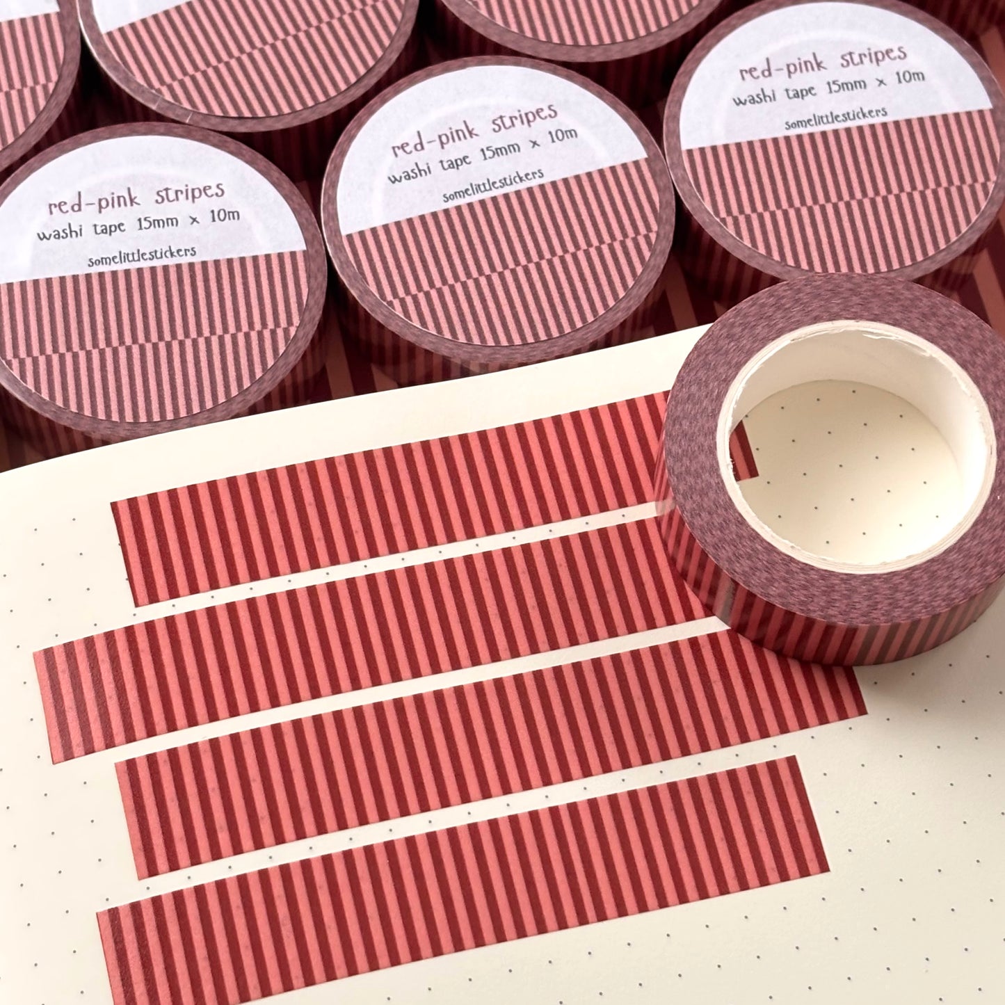 red-pink stripes washi tape