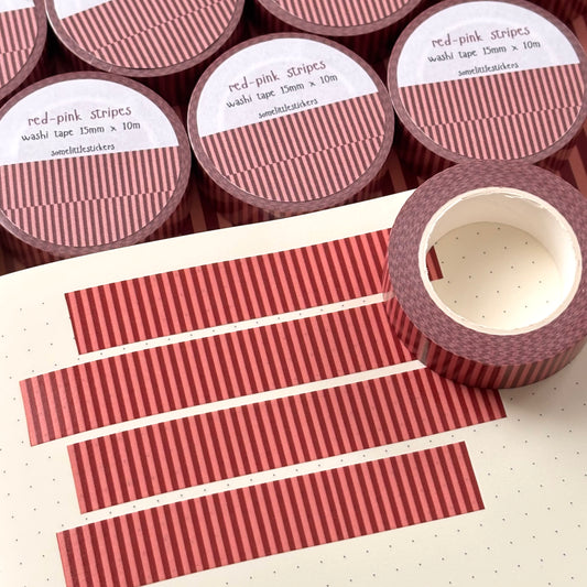 red-pink stripes washi tape