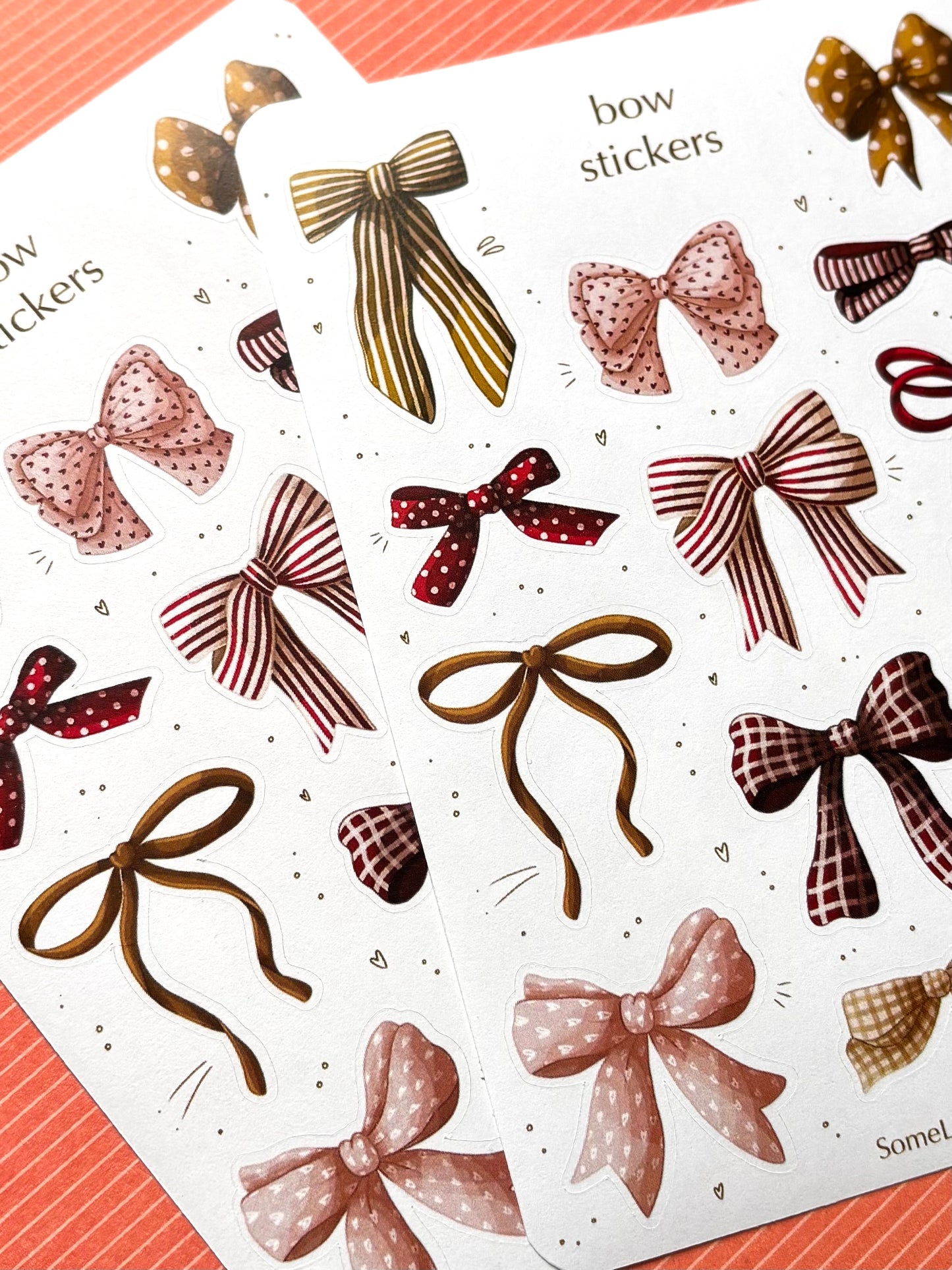 bow stickers - pink