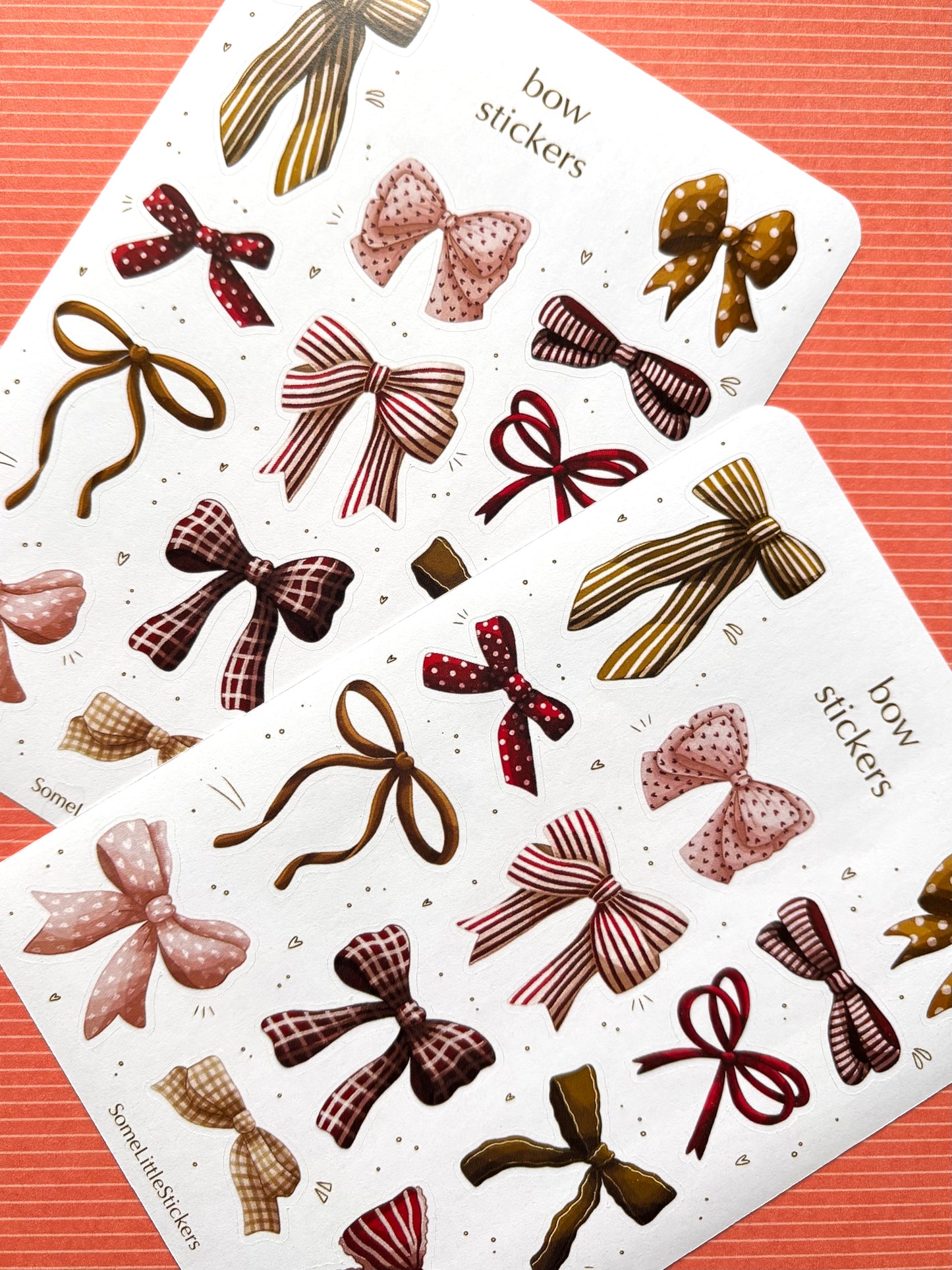 bow stickers - pink